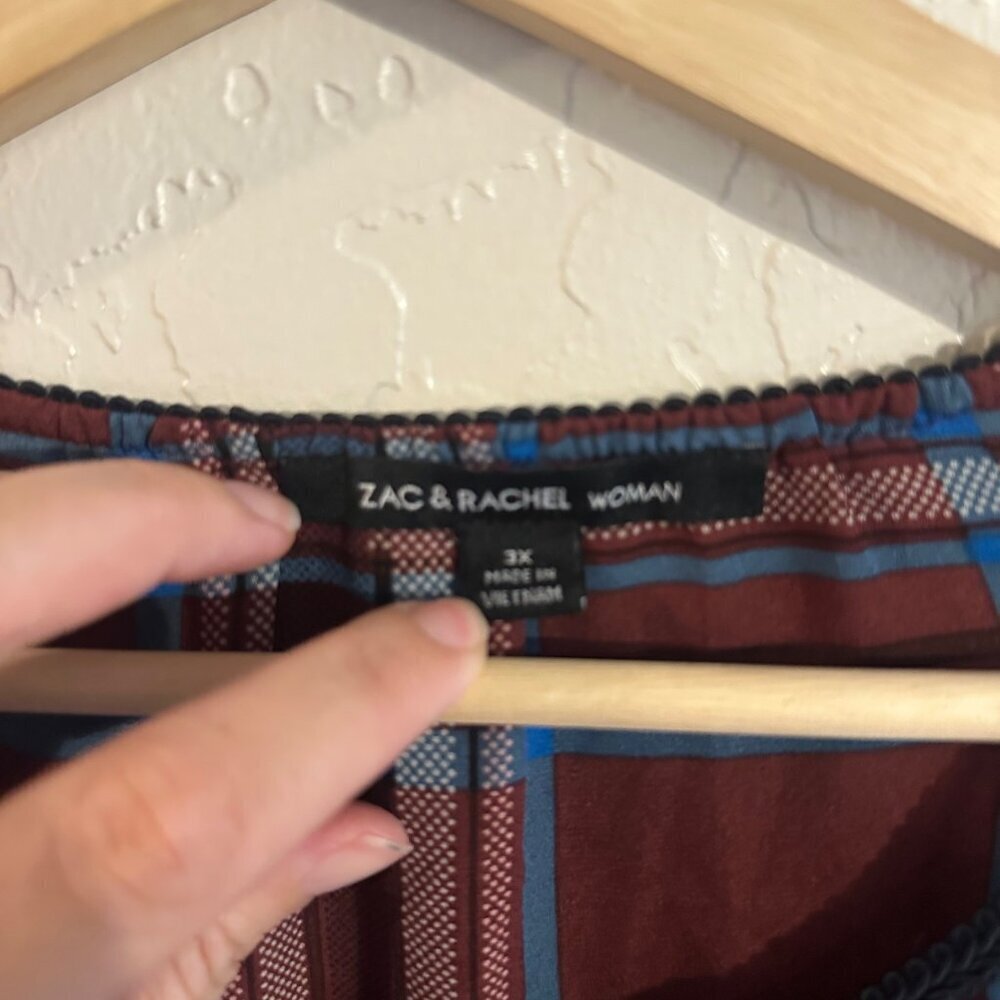 Y Zac & Rachel Plus Size Plaid Bell Sleeved Blouse - Picture 8 of 11